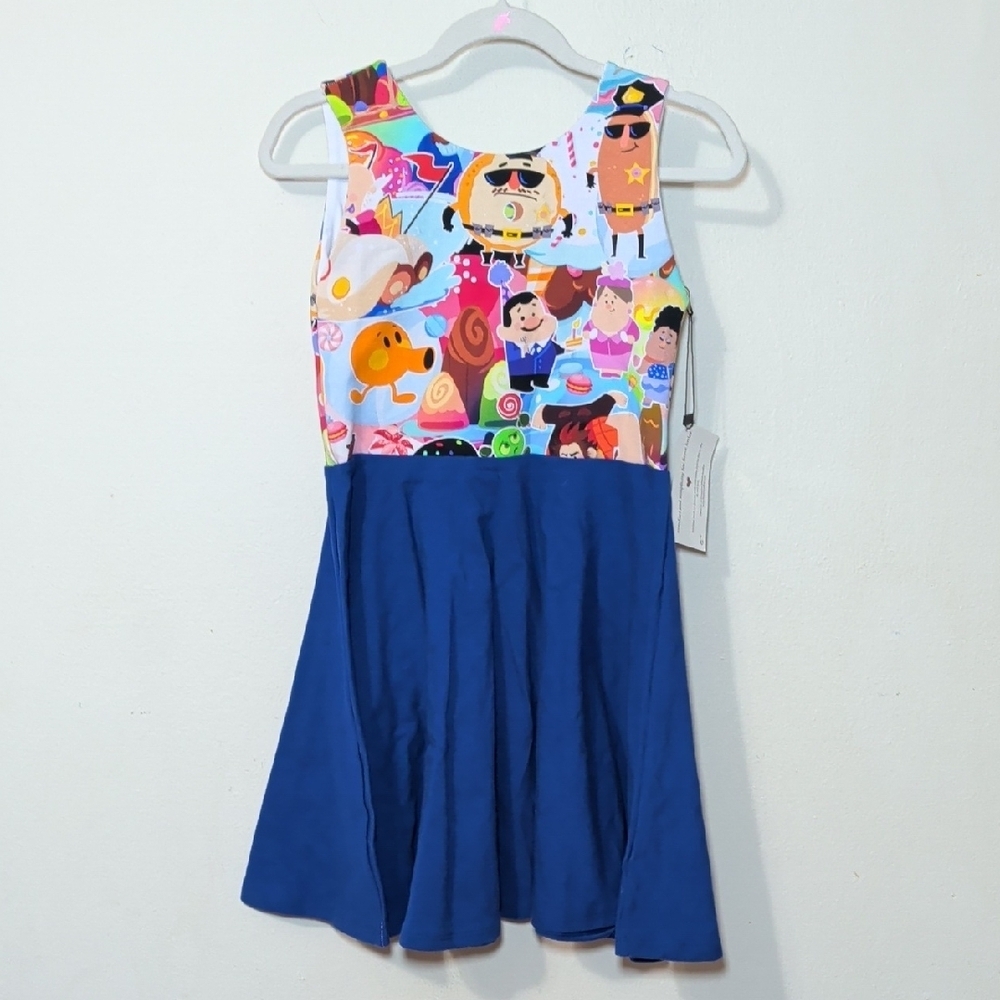 Malia + Kai Wreck It Ralph Twirl Dress Blue Colorful Cotton Stretch Girls Size 6